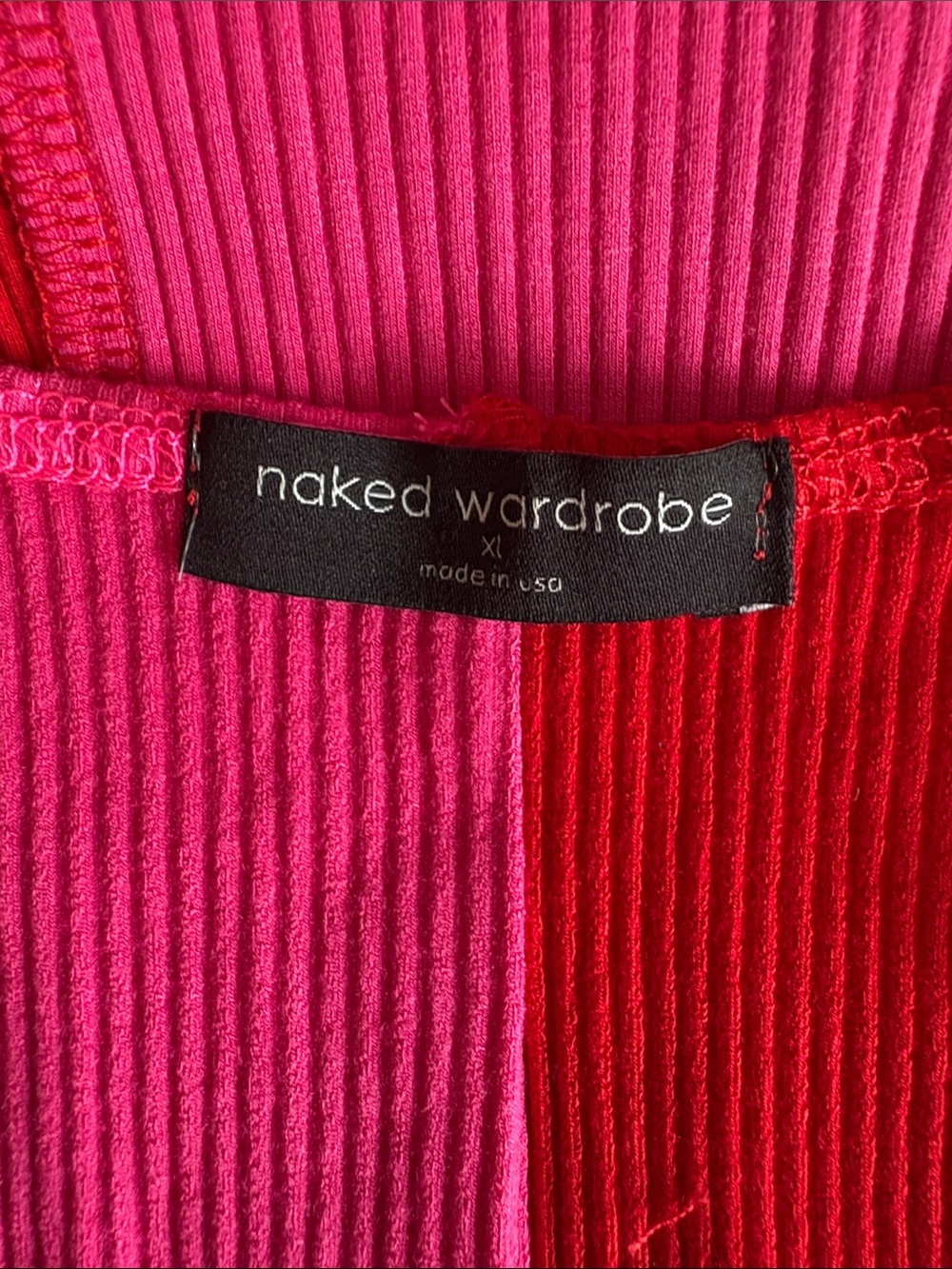 naked wardrobe Pink and Red Colorblock Bodycon Midi Dress NWOT - Picture 7 of 8
